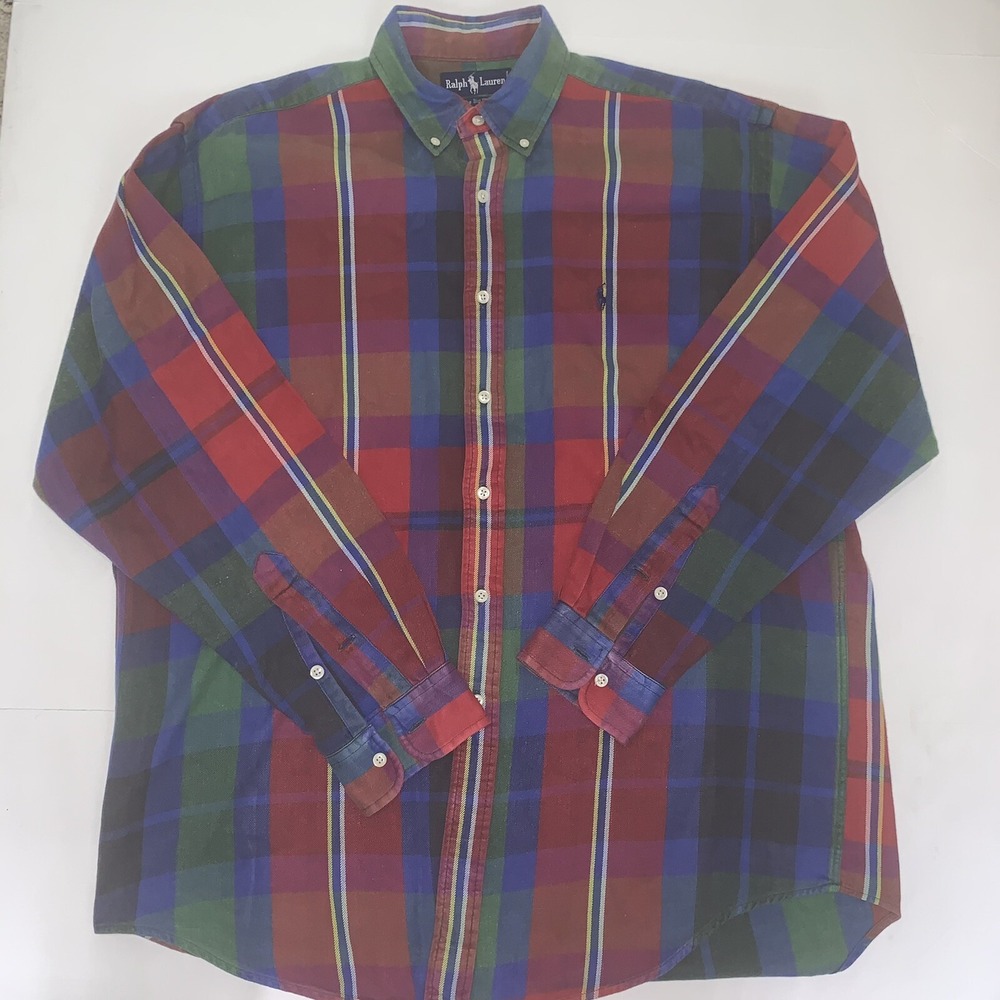 Vintage Polo Ralph Lauren The Big Shirt Button Down Shirt Plaid Medium Oversized